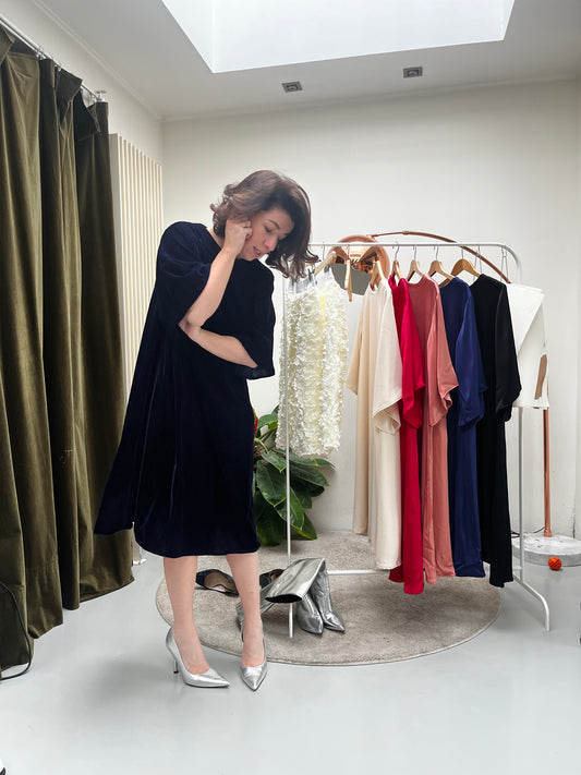 A-Line Dress | Midnight Velvet Blue